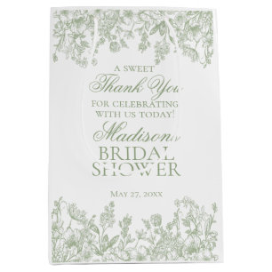 Sac Cadeau Moyen Sage Chinoiserie Vintage Floral Mariage