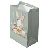 Sac Cadeau Moyen Sage Green Baby Rabbit Élégant Baby shower (Devant Angle)