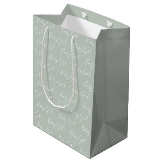 Sac Cadeau Moyen Sage personnalisé Vert Élégant bébé fille (Dos Angle)