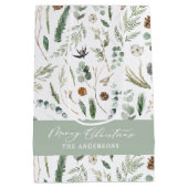 Sac Cadeau Moyen Sage vert Noël moderne minimum botanique enveloppé (Dos)