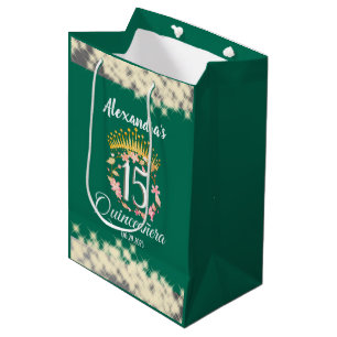 Sac Cadeau Moyen Sage Vert Vintage Boho Quinceañera Espagnol Faveur