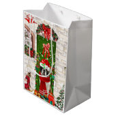 Sac Cadeau Moyen Saint Bernard Chien Noël (Dos Angle)