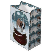 Sac Cadeau Moyen Saint Bernard Puppy Noël (Devant Angle)