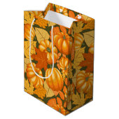 Sac Cadeau Moyen Saison d'automne Halloween Citrouille Motif (Dos Angle)