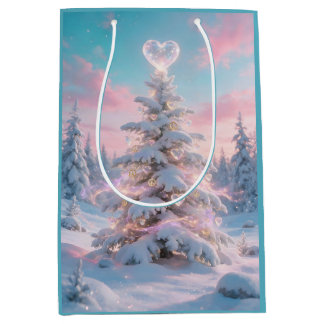 Sac Cadeau Moyen Saison de Noël Paix & Amour