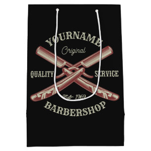 Sac Cadeau Moyen Salon de coiffure barbier rasoir droit personnalis