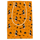 Sac Cadeau Moyen Salutation éffrayante de sorcière volant (Devant)