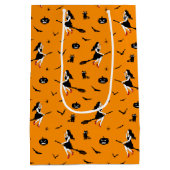 Sac Cadeau Moyen Salutation éffrayante de sorcière volant (Dos)