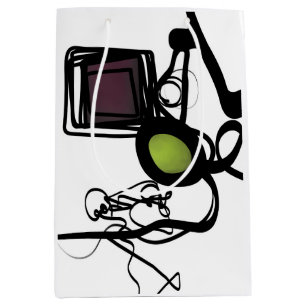 Sac Cadeau Moyen Salutations de Philydion : Abstrait noir & blanc