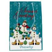 Sac Cadeau Moyen Salutations de saison Snowmen Friends | Noël (Devant)