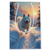 Sac Cadeau Moyen Samoyed Snowy Mountain Adventure Christmas (Devant)