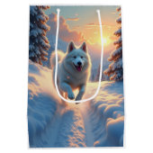 Sac Cadeau Moyen Samoyed Snowy Mountain Adventure Christmas (Dos)