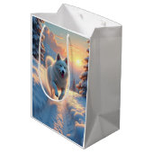 Sac Cadeau Moyen Samoyed Snowy Mountain Adventure Christmas (Dos Angle)