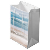 Sac Cadeau Moyen Sandy Beach Ocean Waves Aquarelle Abstraite (Devant Angle)