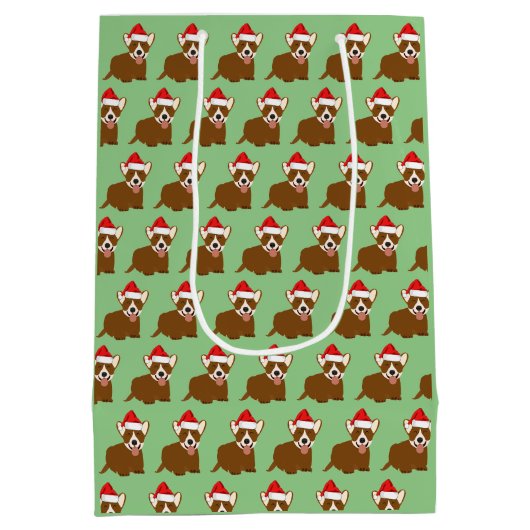 Sac Cadeau Moyen Santa Hat Corgi (Dos)
