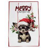 Sac Cadeau Moyen Santa Hat Holly Scottish Terrier Noël (Dos)