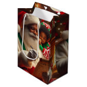 Sac Cadeau Moyen Santa List (Devant Angle)