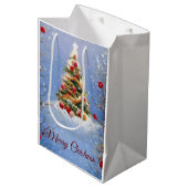 Sac Cadeau Moyen Sapin de noël décoré (Devant Angle)