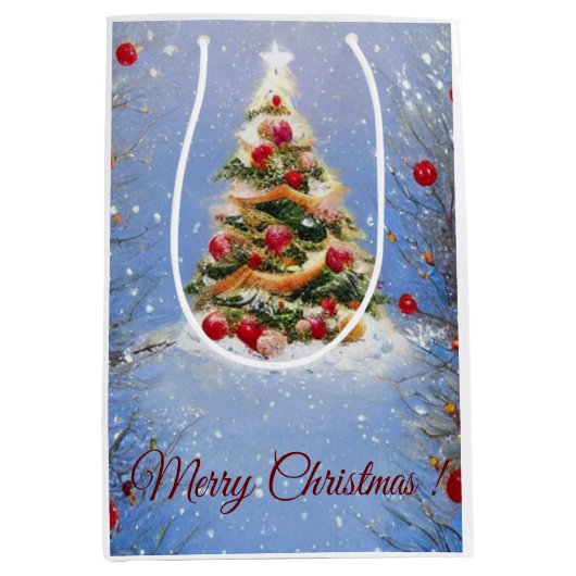 Sac Cadeau Moyen Sapin de noël décoré (Devant)