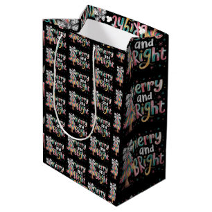 Sac Cadeau Moyen Sapin de Noël scintillant Coquette joyeux et lumin