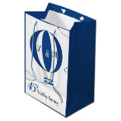 Sac Cadeau Moyen Sapphire 45e anniversaire mariage montgolfière (Devant Angle)