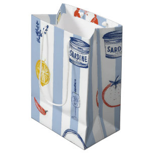 Sac Cadeau Moyen Sardine de fruits de mer méditerranéens motif rayu