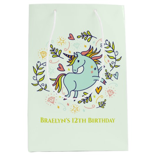 Sac Cadeau Moyen Sassy Unicorn Magique Anniversaire (Devant)