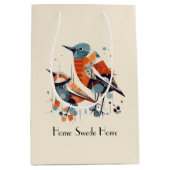 Sac Cadeau Moyen Scandi Aviary Duet, personnalisé (Devant)