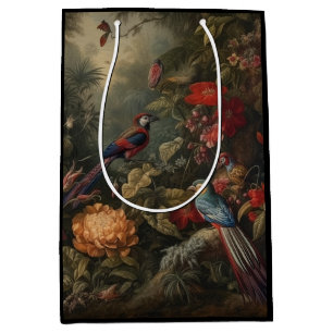 Sac Cadeau Moyen Scène botanique vintage oiseaux fleurs au paradis