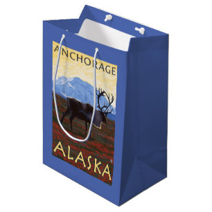 Sac Cadeau Moyen Scène de caribou - Anchorage, Alaska