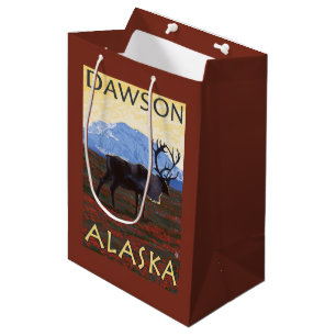 Sac Cadeau Moyen Scène de caribou - Dawson, Alaska