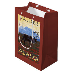 Sac Cadeau Moyen Scène de caribou - Valdez, Alaska