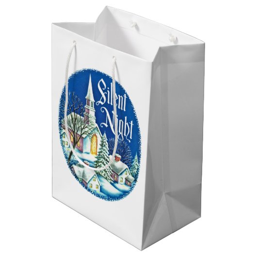 Sac Cadeau Moyen scène de l'église de Noël rétro (Dos Angle)