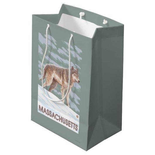 Sac Cadeau Moyen Scène de MassachusettsWolf (Dos Angle)