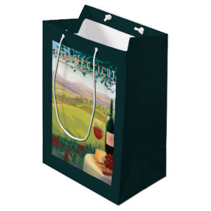 Sac Cadeau Moyen Scène de pays de ConnecticutWine