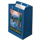 Sac Cadeau Moyen Scène de pêche de mouche - Yellowstone occidental (Dos Angle)