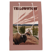 Sac Cadeau Moyen Scène de YellowstoneBison (Devant)