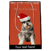 Sac Cadeau Moyen Schnauzer avec le casquette de Noël (Devant)