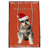 Sac Cadeau Moyen Schnauzer avec le casquette de Noël (Dos)