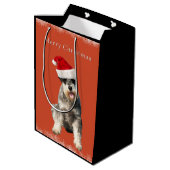 Sac Cadeau Moyen Schnauzer avec le casquette de Noël (Dos Angle)