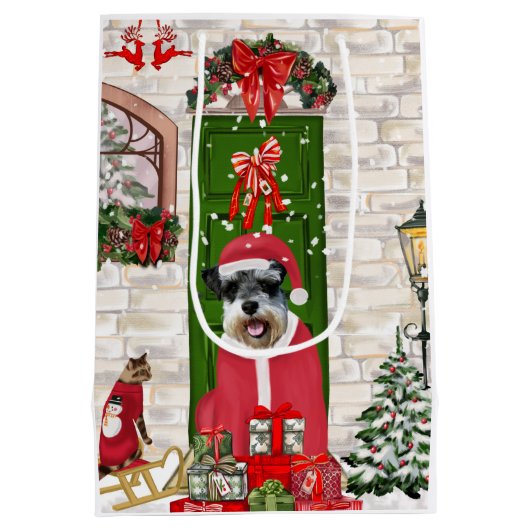 Sac Cadeau Moyen Schnauzer Chien Noël (Dos)