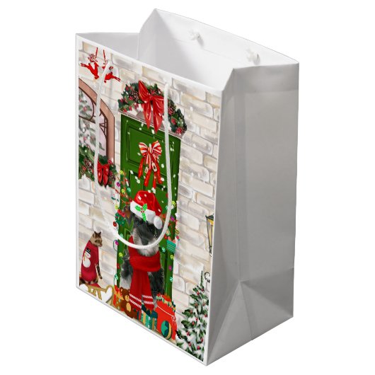 Sac Cadeau Moyen Schnauzer Chien Noël (Dos Angle)