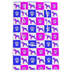 Sac Cadeau Moyen Schnauzer Chien & Paw Crazy Hot Pink & Blue