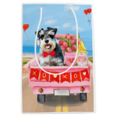 Sac Cadeau Moyen Schnauzer Chien Saint Valentin Coeurs de camion (Devant)
