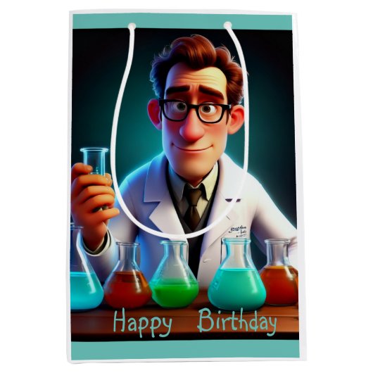 Sac Cadeau Moyen Scientifique Heureux (Devant)
