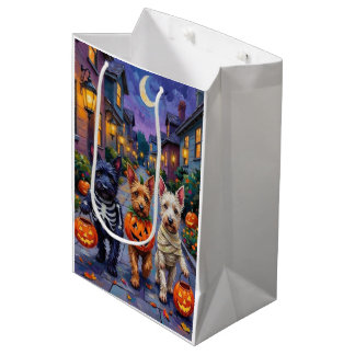 Sac Cadeau Moyen Scottish Terrier Dogs in Halloween Costumes