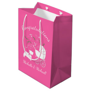 Sac Cadeau Moyen Scotty Chien Baby shower écossais Terrier rose