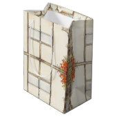 Sac Cadeau Moyen Scrapbook Ecriture tache grille avec fleurs (Dos Angle)