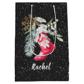 Sac Cadeau Moyen Script d'aquarelle personnalisé élégant Stocking C (Dos)