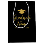 Sac Cadeau Moyen Script Grad Name avec Casquette - Graduation Black (Devant)